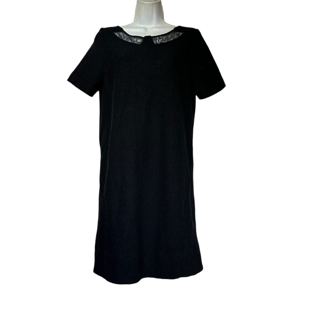 Marc Jacobs Black Wool Boucle Lace Mod Shift Dress Size S